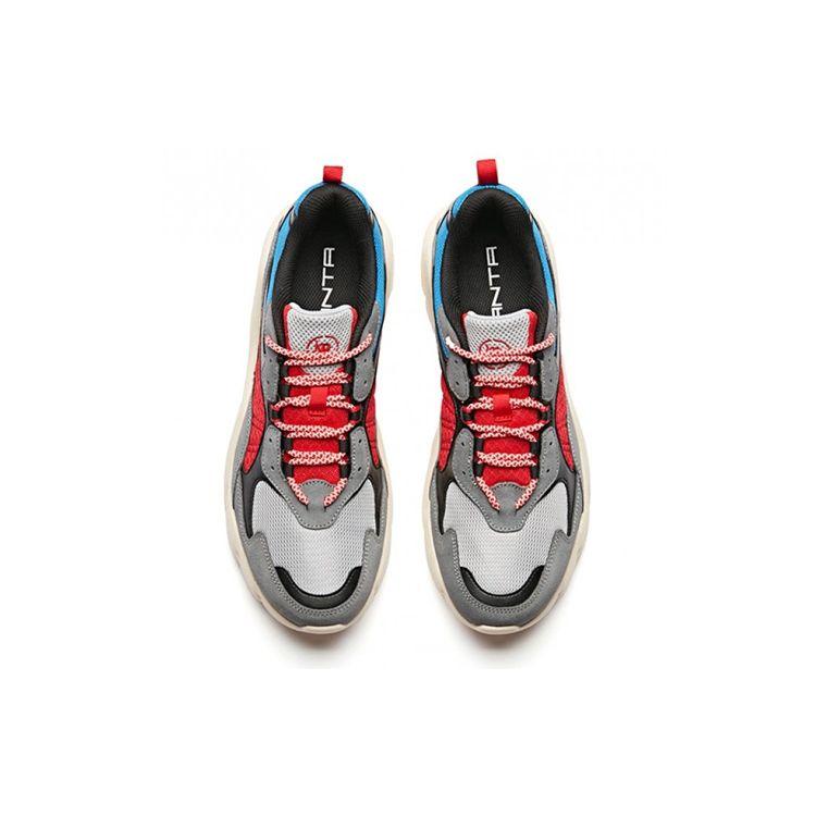 Anta Lifestyle Series Mesh Breathable Low-Top Casual Shoes Men sneakers Gray Red Blue 91838866-3