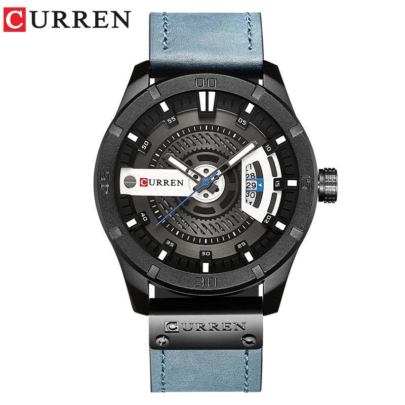 Curren 8301 Herren Wasserdichte Leder Quarz Uhr mit Datum
