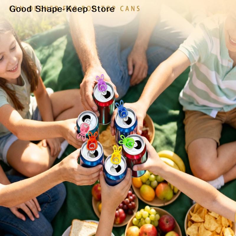daily1/6PCS Color Beverage Can Opener With Protective Cover Reusable Plastic Tab Can Openers Easy Can Opener Kitchen Tool