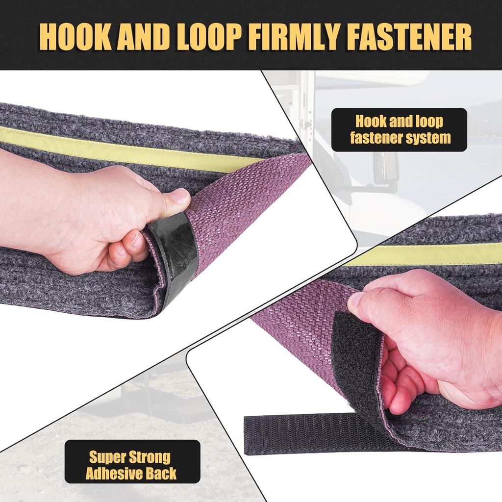 RV Step Covers 4 Packs, RV Stair Covers for Mobile Home and Camper, Camper Step Covers, Non Slip RV Step Rug Carpet Outside, Waterproof, Glow In The