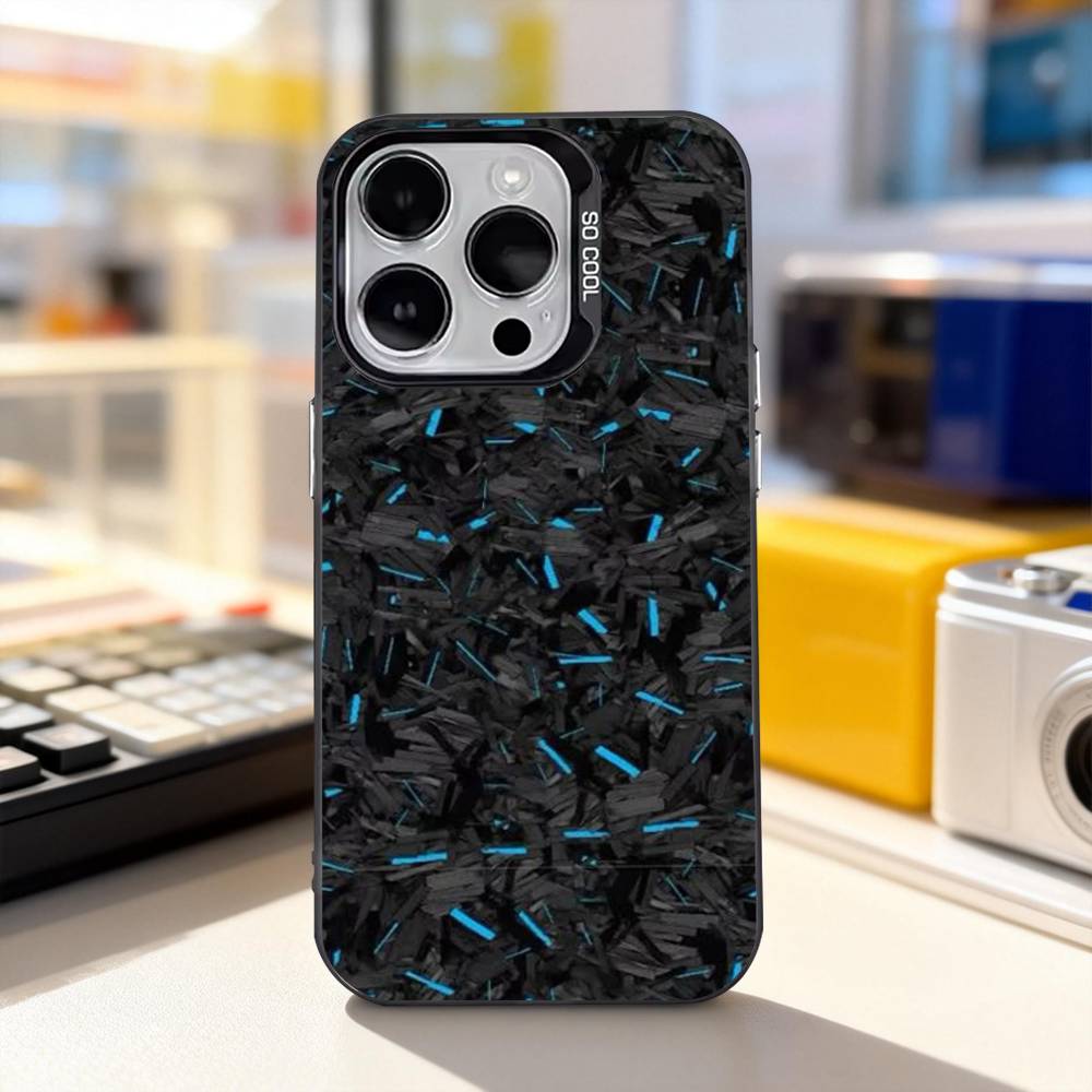 Carbon Fiber Pattern Painting Phone Case For iPhone 11,12,13,14,15,16,17,Pro,Max,Plus,E,Air,Mini IMD Matte Black