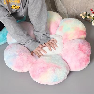 Daisy Flower Cushion Sunflower Plush Toy Tie-dye Six-petal Rabbit Fur Pillow Office Cushion  Office Chair  Throw Pillows