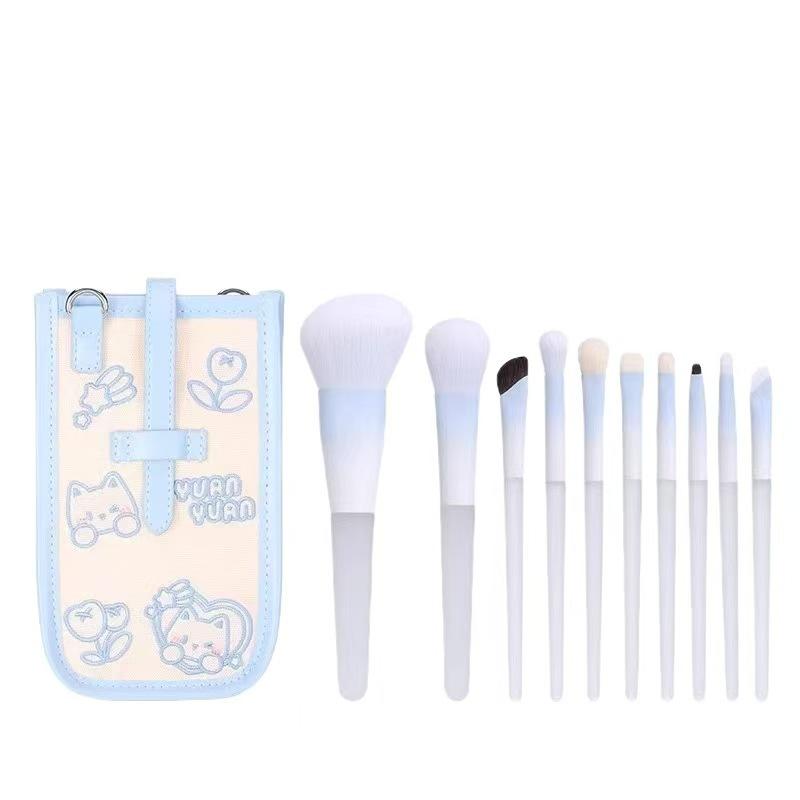 Blue Transparent Handle Makeup Brush Set Gradient Ferrule Soft Synthetic Hair Full Face Cosmetic Brushes for Powder Eyeshadow