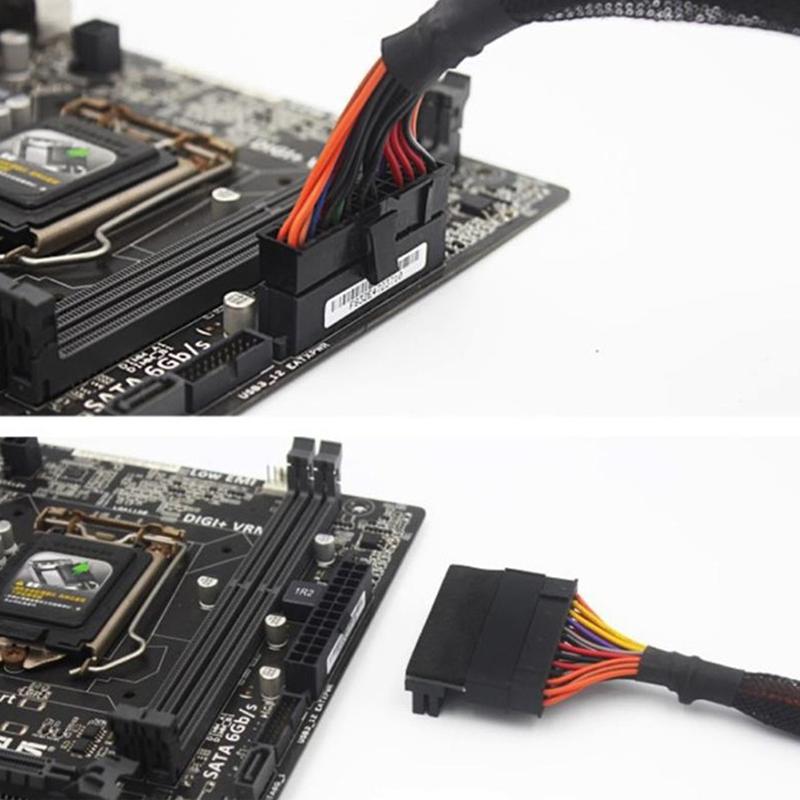 Atx 24Pin 90 Degree 24 Pin To 24Pin Power Plug Adapter Mainboard Motherboard Power Connectors Modular For Power Supply Cables