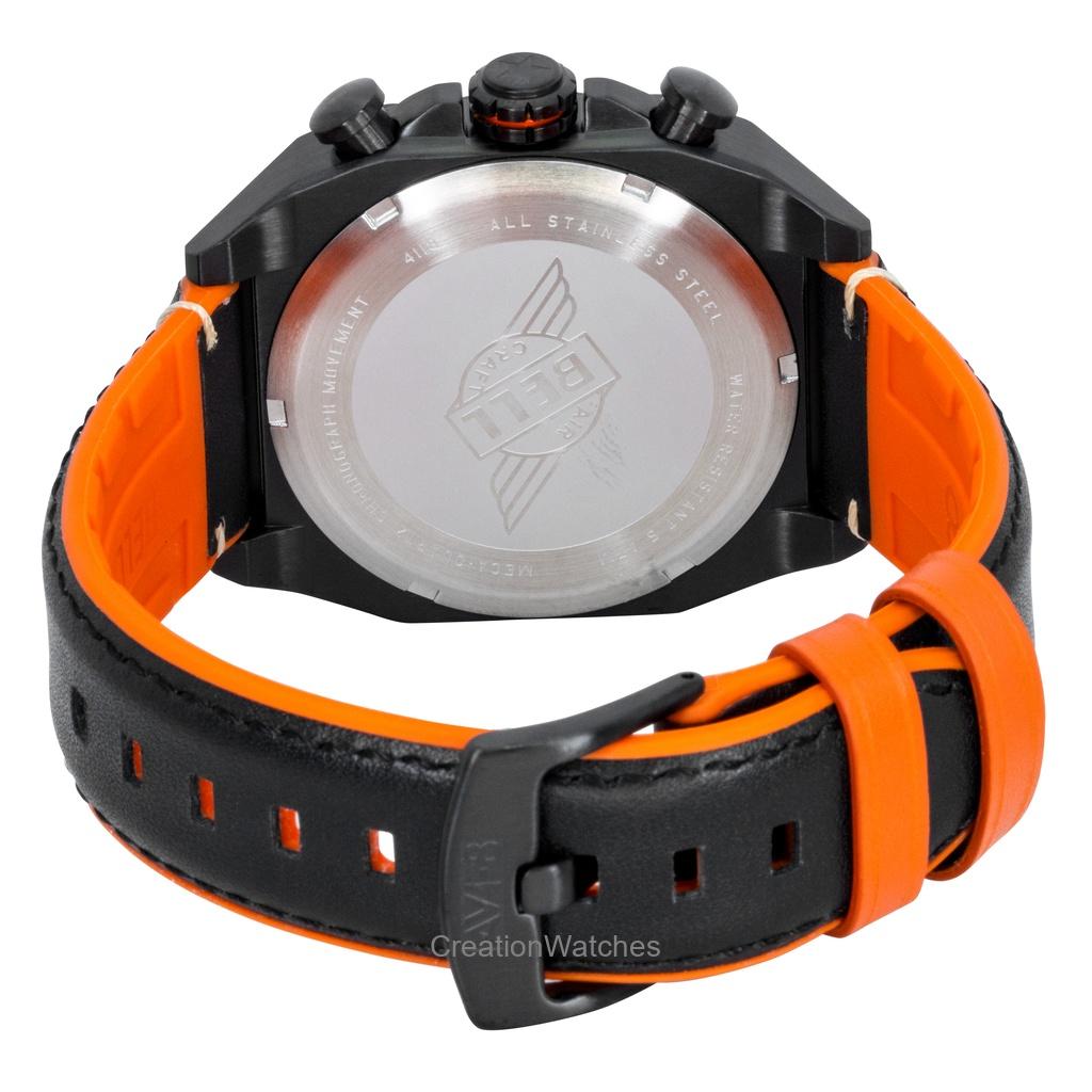 AVI-8 Bell X-1 Machbuster Chronograph Super Sonic Black Rubber And Leather Strap Black Dial Quartz AV-4118-04 Men's Watch