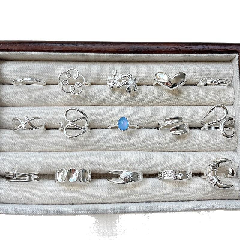 Koreanischer 925 Sterlingsilber Geometrischer Ring: Nicht verblassend, vielseitig, verstellbar, glänzendes Finish für Frauen.