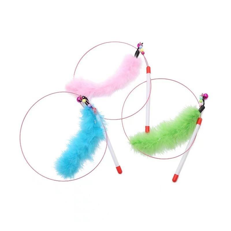 1pc A Bell Cat Toy with A High-toughness, Dual-color Feather Steel Wire for Cats To Play With