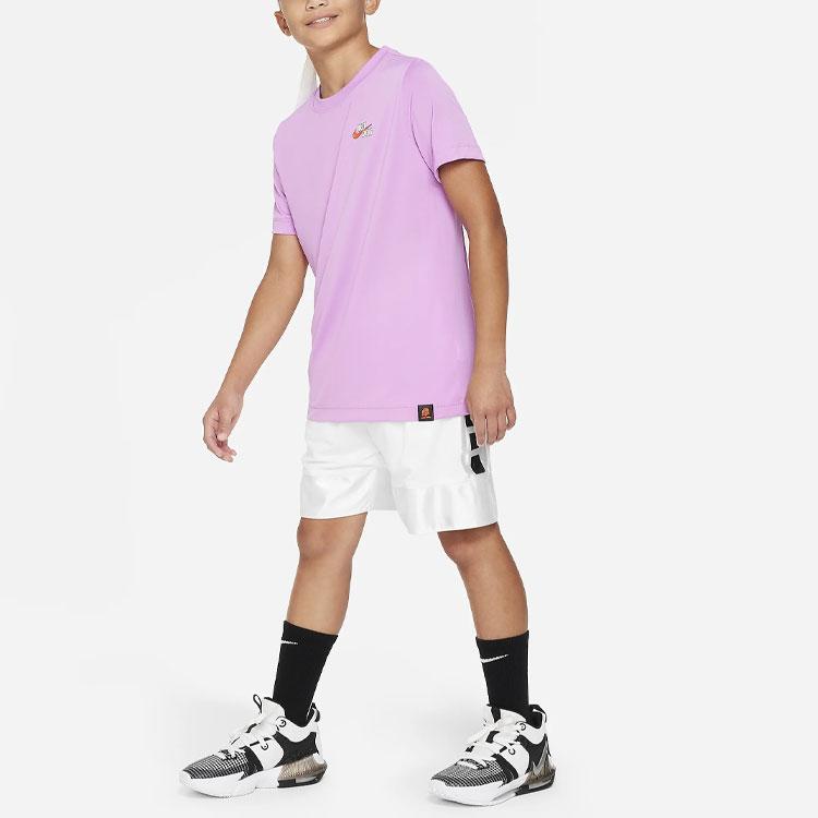 Nike Dri-FIT Logo Printed Round Neck Sports Short Sleeve T-Shirt Kids Tops Violet FD3998-534