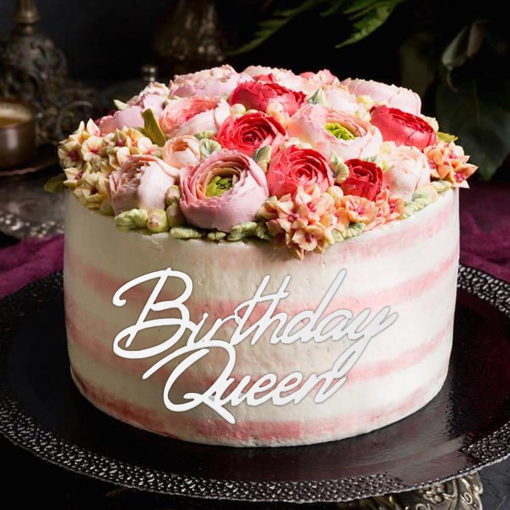 Acrylic Cake Topper Queen Princess Happy Birthday Cake Toppers Ornament For Home Birthday Party Baby Shower Decoration Supplies