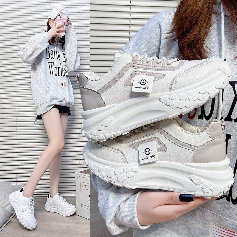 Inner Height Increase Dad Shoes Women 2025 Autumn New Versatile Korean Version Thick-soled Muffin Casual Shoes Little White Shoes