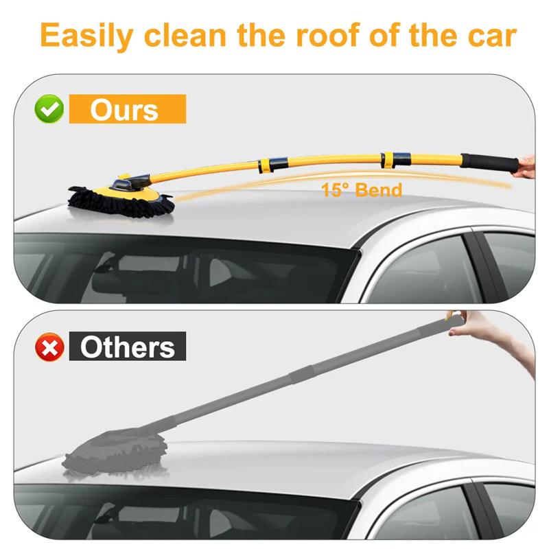 Car Cleaning Brush Car Wash Brush Telescopic Long Handle Mop Chenille Broom Detailing Adjustable Super Absorbent Auto Accessory