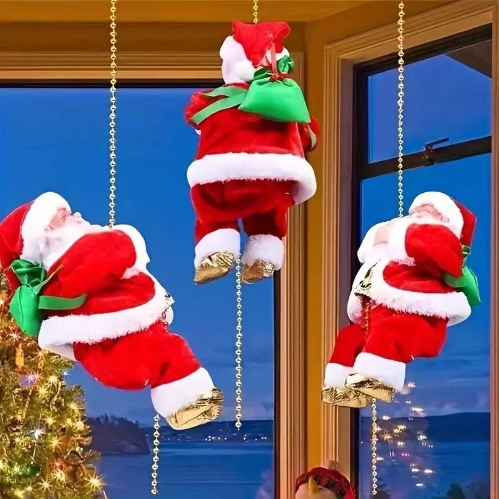 Chimney Santa Claus Climbing Ladder Climb Rop Santa Plush Toy Climbing Santa Claus Doll  Party