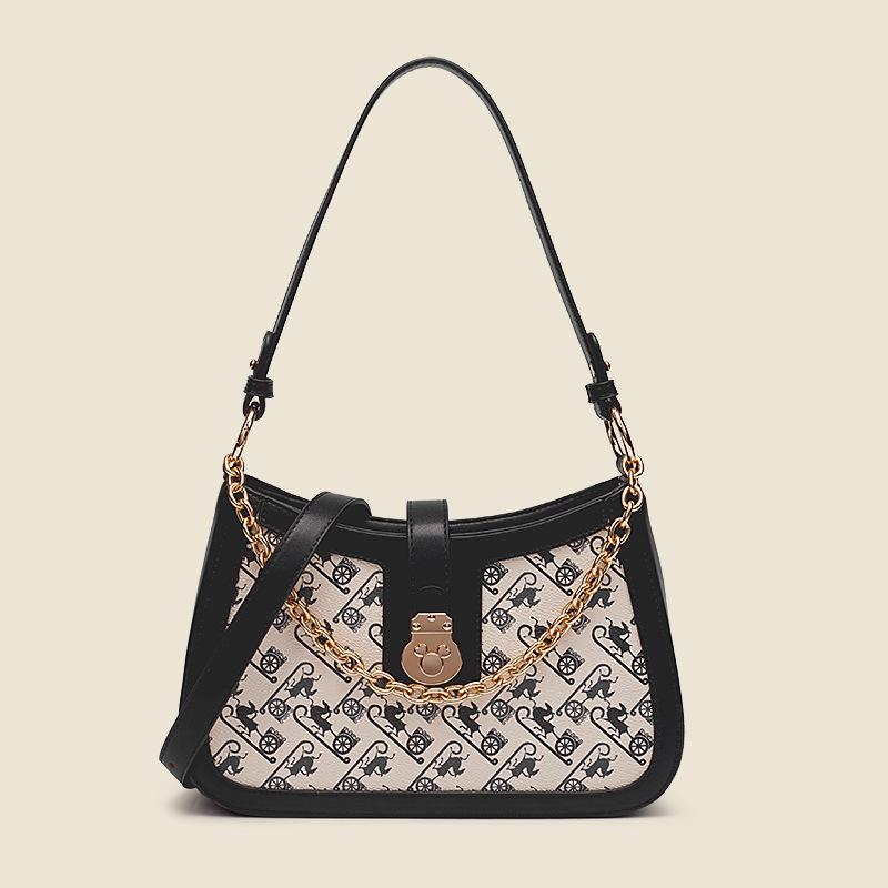 Fashion Embossed Girls Underarm Small Square Bag Korean Color Clash Ladies Handbag Baguette Leisure Hundred Girls Chain Bag
