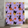 Halloween-themed shower curtain with black cats and pumpkins for bathroom decor accessories waterproof fabric, suitable for Hall
