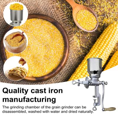 Manual Coffee Grinder Heavy Duty Hand Crank Grain Mill for Wheat Corn Pepper Cereals 3 Adjustable Grinding Sizes Removable Chamber Rust-Proof