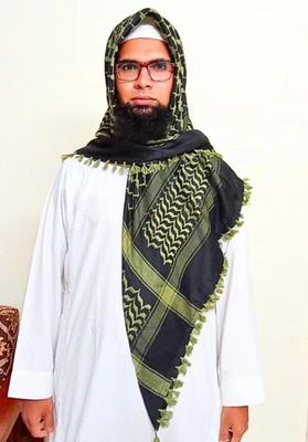 Écharpe Keffiyeh Kufiya à franges vertes Palestine (48*48) Shemagh Traditionnel Palestine Libre Avec Pompons Arafat Hatta Style Arabe Pour Unisexe