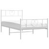 Metal Bed Frame with Headboard and Footboard White 107 X 203 Cm
