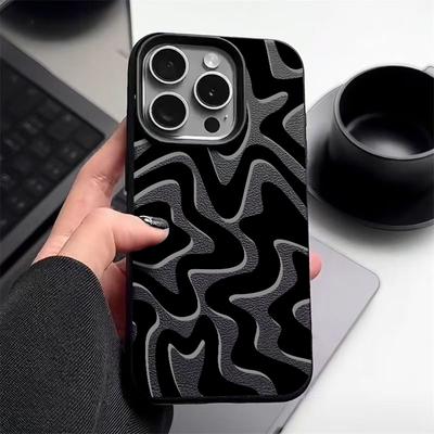 Farbiges Streifenmuster Ledertextur Handyhülle für iPhone 16 Pro 15 14 13 12 Pro Max Stoßfest Matt Schlank Einfarbig Tpu Weiche Fallschutzhülle