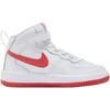 Nike Force 1 Mid Easy On Fashion Shock Absorbing Durable High Top Casual Shoes Kids Sneakers White Red FJ1917-106