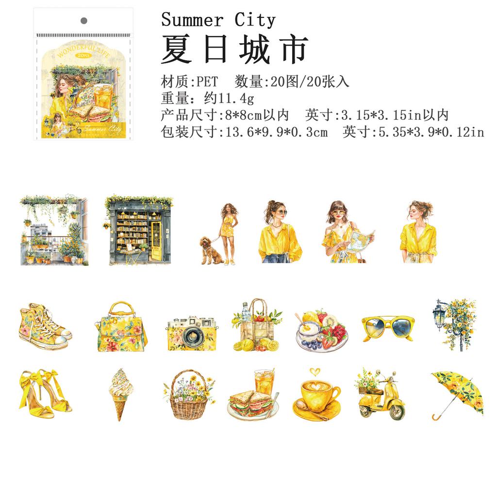20 pcs Character life landscape Stickers Planner Adhesive Diy Hand Account Diary Album Scrapbooking material