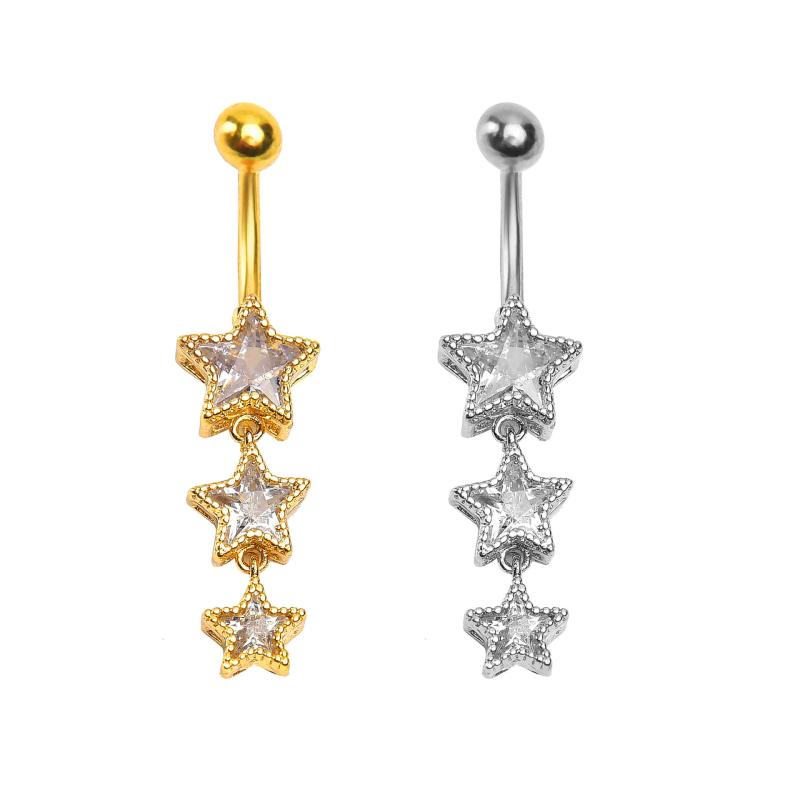 Crystals Star Dangled Belly Button Rings Stainless Steel Dainsty Zircon Navel Ring Belly Piercing Body Jewelries