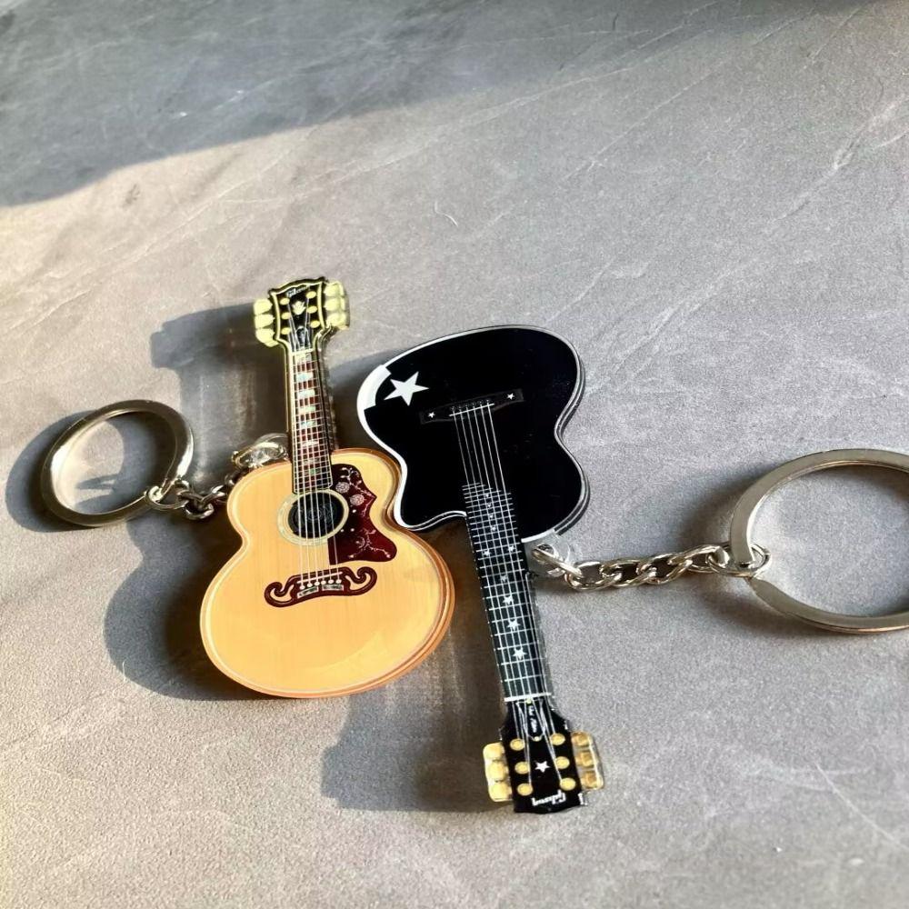 Vintage Style Wooden Guitar Charm Lightweight Acrylic Guitar Pendant Purses