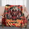 1PC Custom Name Samurai Armor flannel blanket versatile,all-season throw suitable for the living room,bedroom,camping,travel,and gift