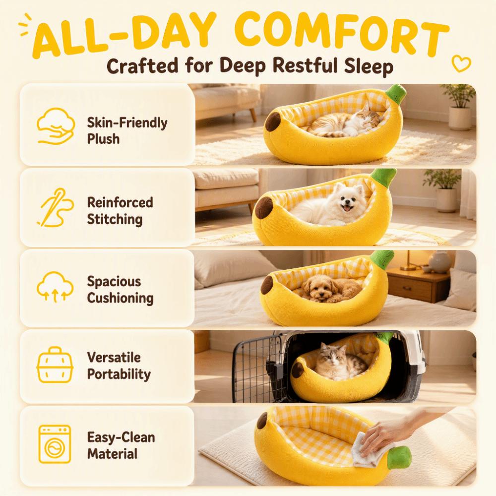 Bananenform Hundehütte Plüsch Weiches Hundebett Neues Haustierbett Haustierbedarf
