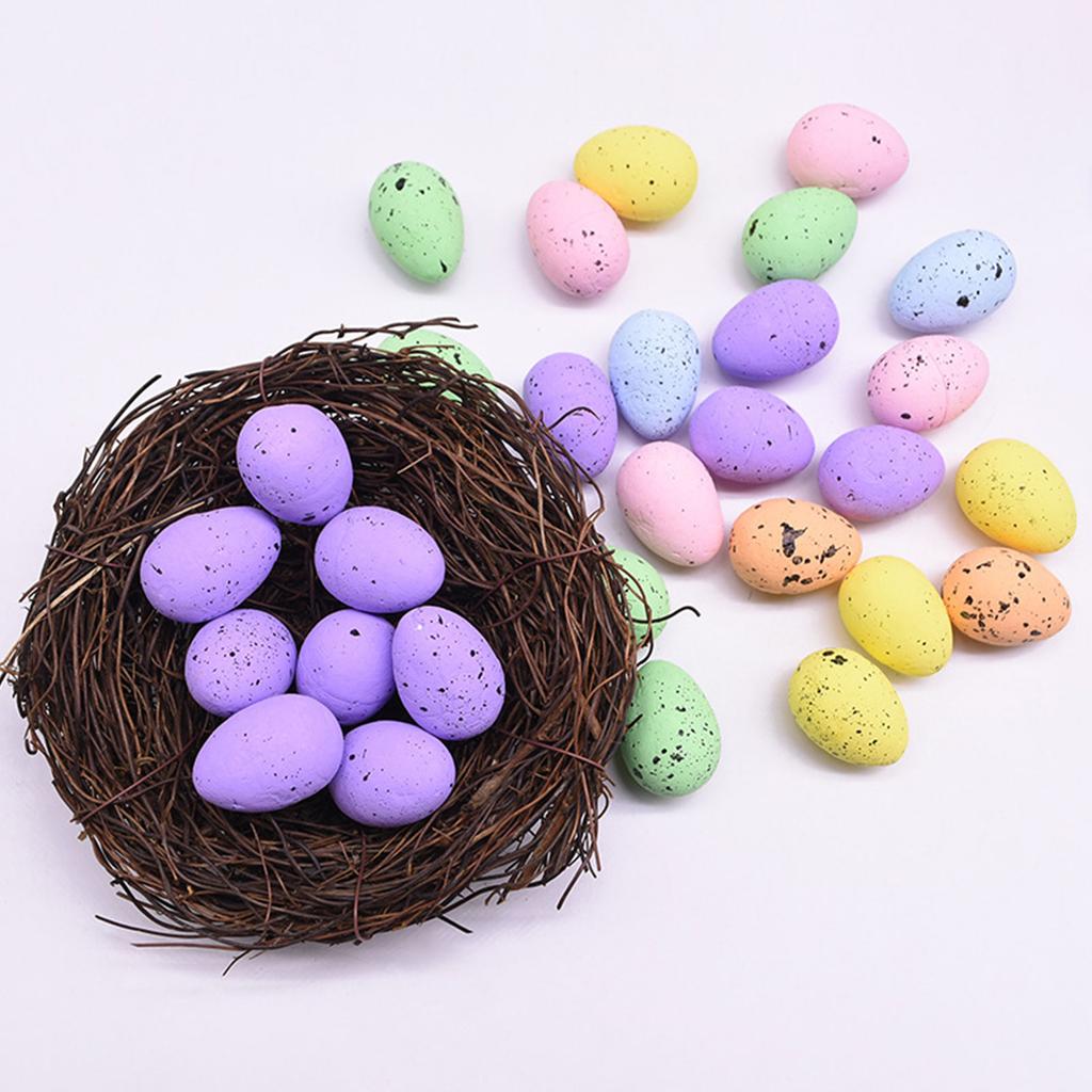DIY Colorful Foam Egg Wreath Accessories Various Sizes of Spotted Pigeon Eggs 2.4cm Easter Eggs (1 pack) 100 Eggs