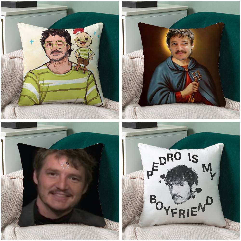 Funny P-Pedro Pascal M-Mood M-Memes Pillow Case Throw Pillow Cover Nordic Vintage Style Cushion Covers Home Living Room Sofa