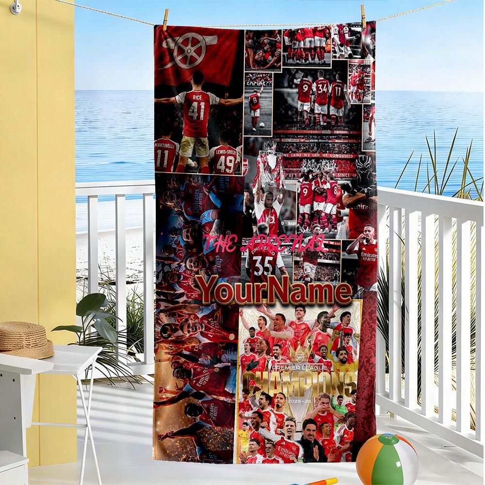 Arsenal Customize Text Beach Towel High Absorbency & Quick-Dry Portable for SwimmingBeachCamping Travel Beach AccessoriesGym
