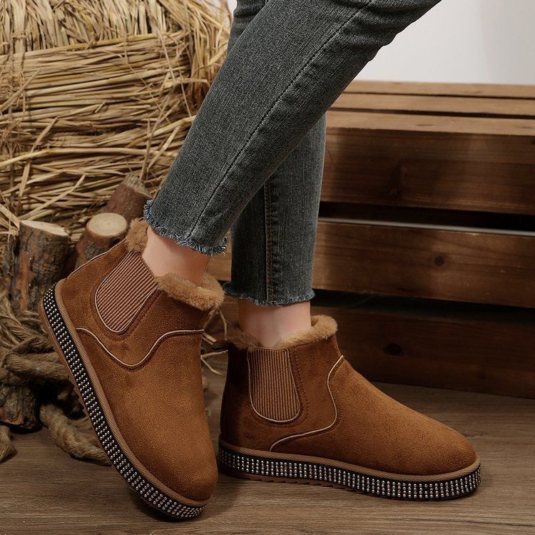 Fashion warm snow boots women's 2025 autumn and winter new comfortable and versatile casual flat-bottomed short boots children wear outside