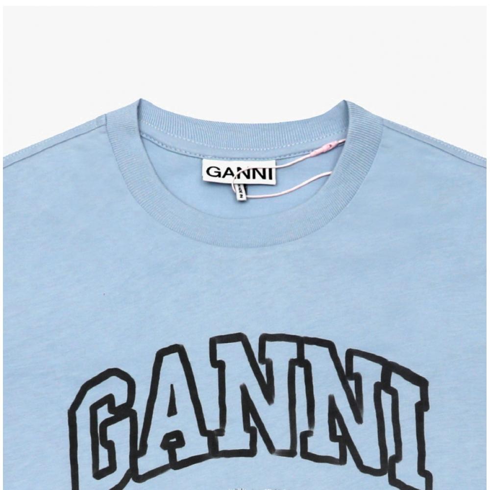 Ganni Animal Logo Print Women Short Sleeve Tee T4278 570