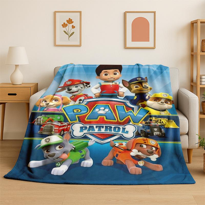Cartoon P-Patrol Cute Dog Flannel Blanket Soft Warm Throw Blanket for Bedroom Living Room Bed Travel Camping Picnic Gift kids
