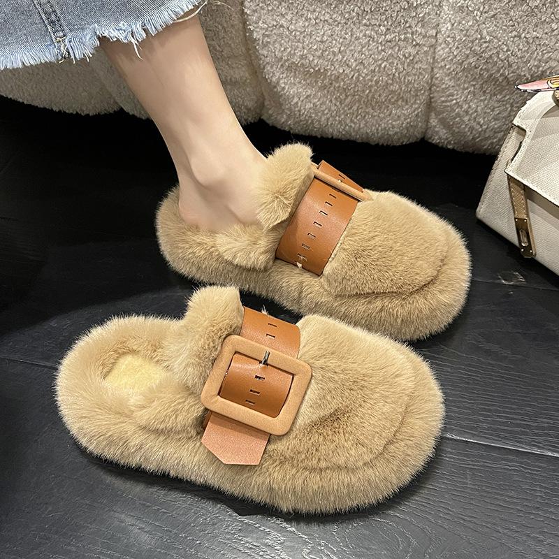 

Тапочки Mao Mao женские зимние 2025 новые молочные Huhu на толстой подошве маффины домашние с закрытым носком хлопковые мопы 40 хаки