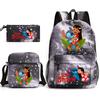 Large Capacity Schoolbag with Shoulder Strap; Student Three-piece Pencil Case Set