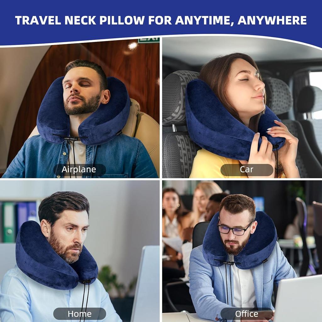 Outdoor Travel H-type Inflatable Airplane Neck Pillow, Washable Cover Travel Pillow, Inflatable Airplane Pillow for Neck Support,