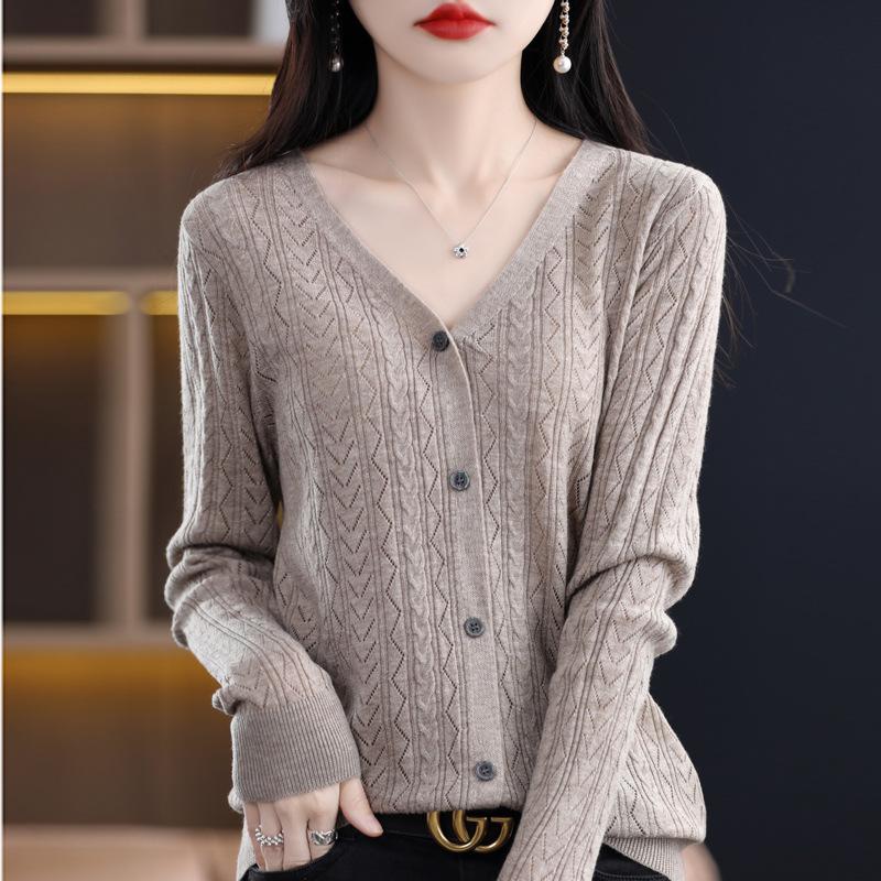 V-hals Uitgesneden Gekamde Wol Vest voor Dames In Lente en Herfst Nieuwe Stijl Airconditioning Shirt Gebreide Jas Dunne Top