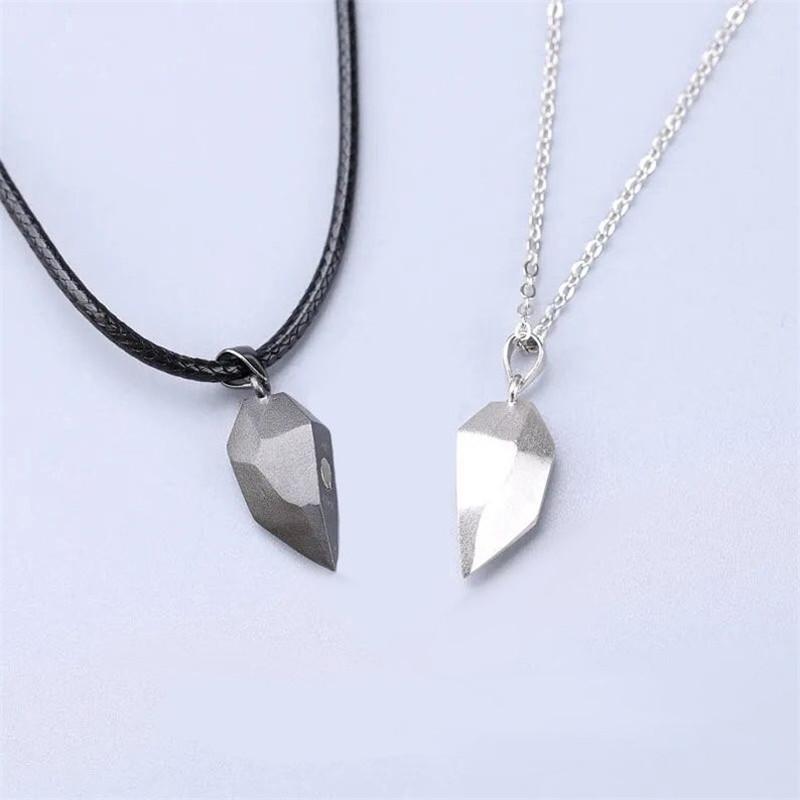 2 piezas de collar magnético versátil para parejas con colgante de corazón y piedra de los deseos, cadena para clavícula.