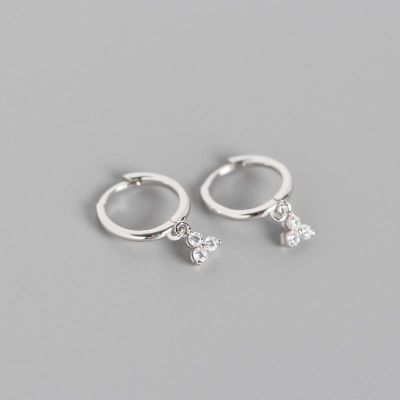 925 Silver Inlaid Crystal Geometric Clover Stud Earrings Light Luxury Mature Glamour Women Jewelry Accessories