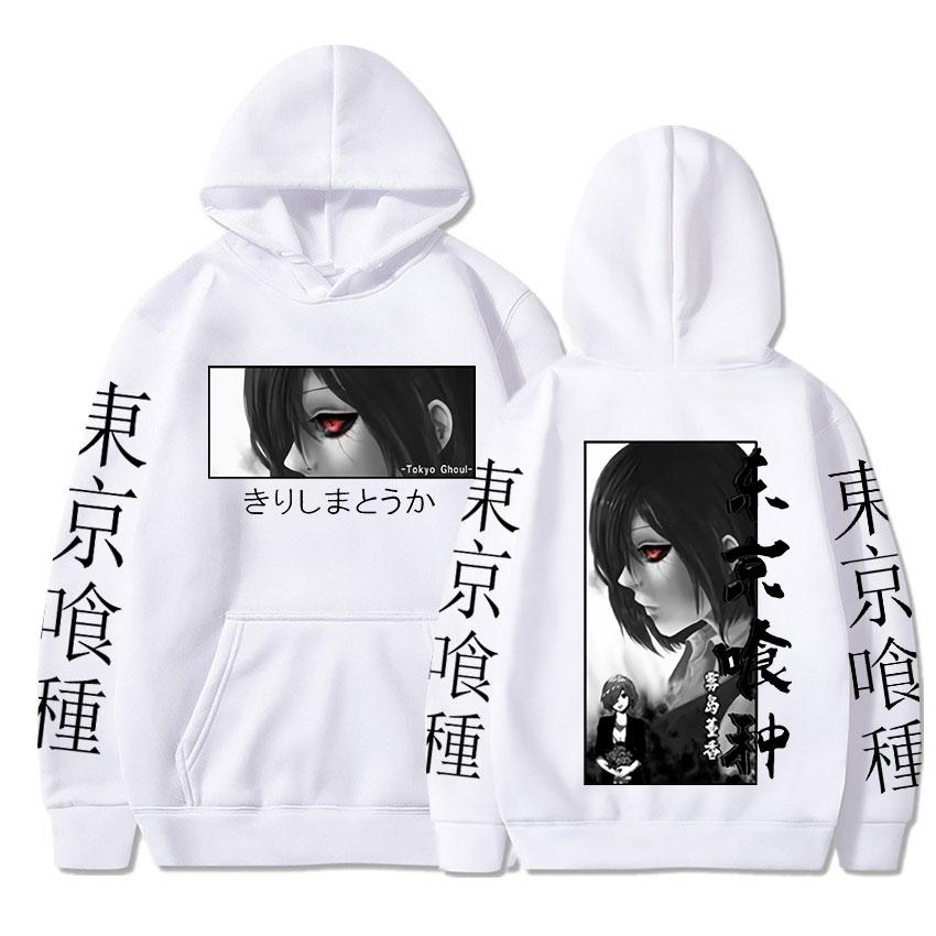 Japanischer Anime Tokyo Ghoul Hoodies Touka Kirishima Augen Cartoon Bedruckte Baumwollpullover Unisex Casual Übergroßes Sweatshirt Harajuku Streetwear