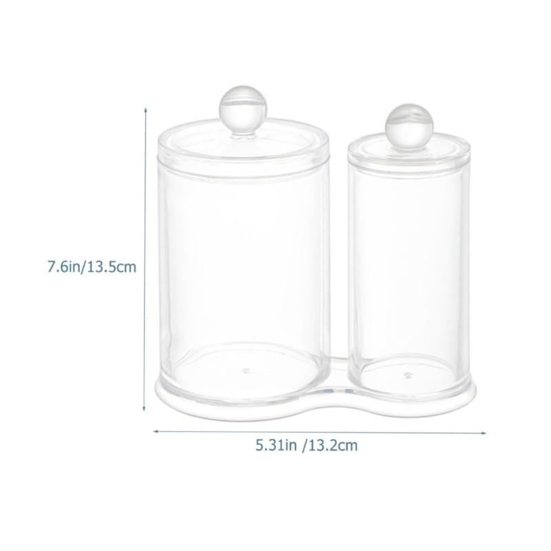 Multipurpose Clear Acrylic Storage Container Set With Lids Qtip Dispenser For Vanity Bathroom Countertop Organization