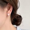 Bow pearl stud earrings 925 silver fashion niche design earrings light luxury temperament sweet earrings