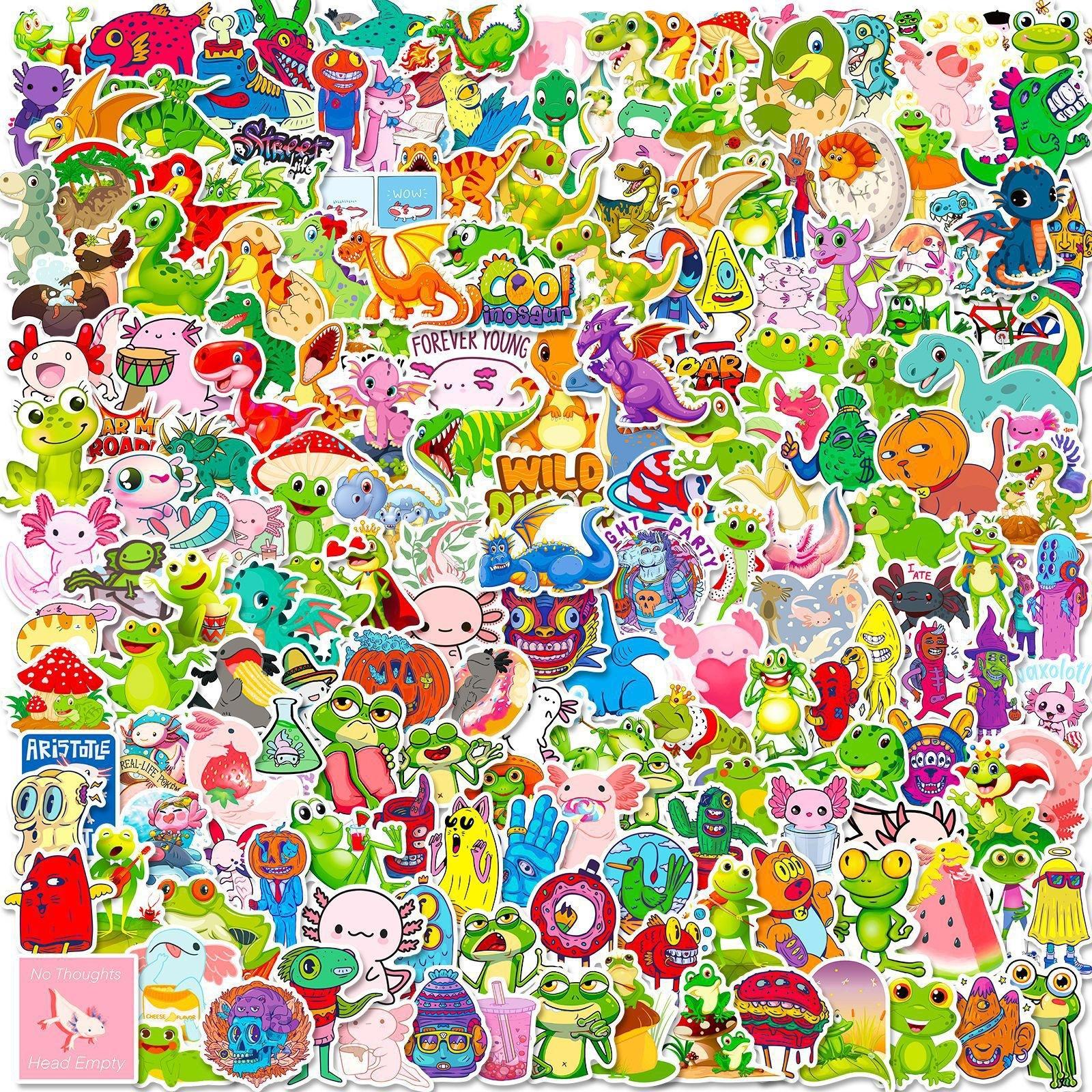 

200 Mixed and Match Small Animal Stickers Dinosaur Salamander Frog Monster Cartoon Collection Children s Stickers