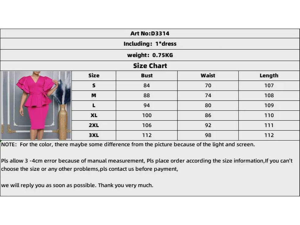 Elegant Ruffle Solid Color Party Dress - African Style