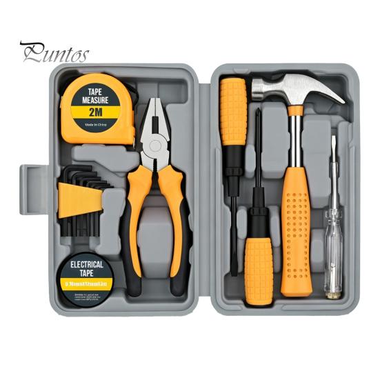 Carbon Steel Hand Tools for DIY Projects 13Pcs Household Tool Set, Kit with Storage Case, Complete Assortment Portable Set Emergency Repairs