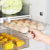 Recipiente transparente para organizador de gavetas de geladeira para ovos, recipientes de armazenamento de geladeira, puxadores com alça, suporte de prateleira de cozinha, caixa de armazenamento