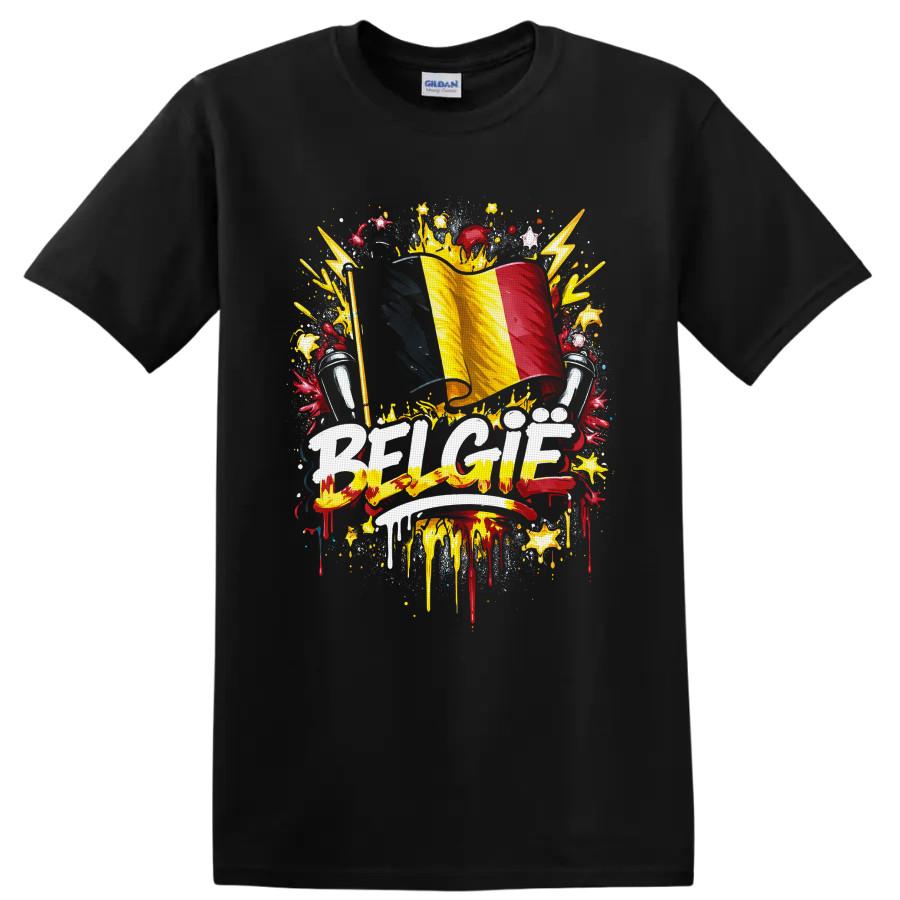 Belgium Flag T Shirt Belgian Pride Graffiti Lightning Art Patriotic Tee Gift