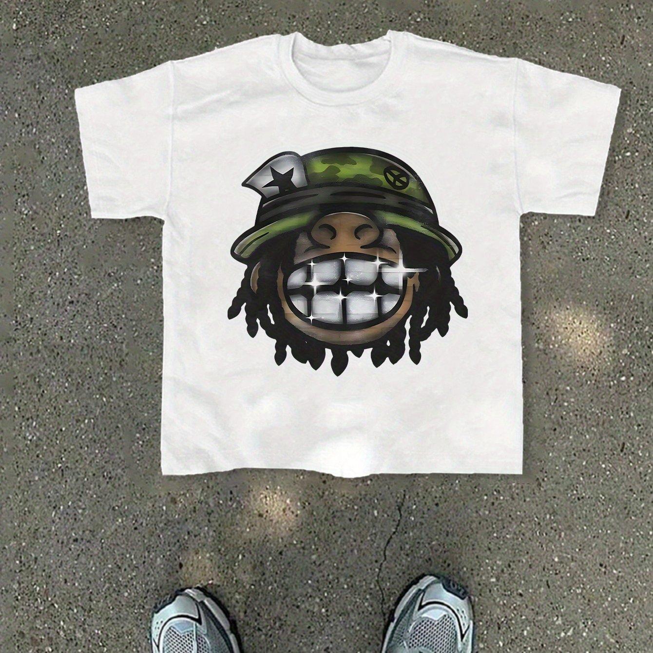

A Men s Casual Fashion Trend Cartoon Boy Pattern Knitted Printed T-shirt Suitable for Holiday Wear 5XL різнокольоровий