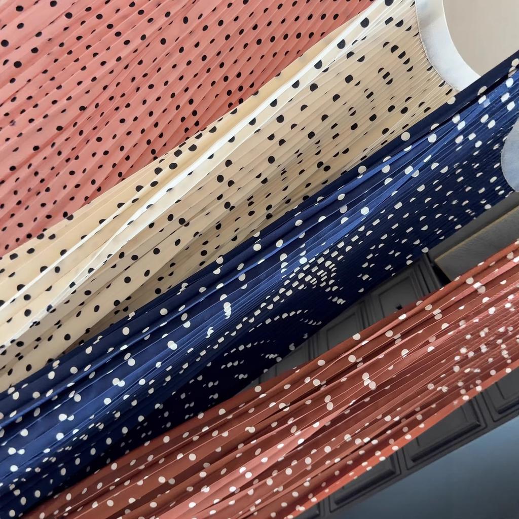 Summer New French High Waist Polka Dot Pleated Skirt Women Loose and Thin Temperament Drape a Word Medium and Long Skirt